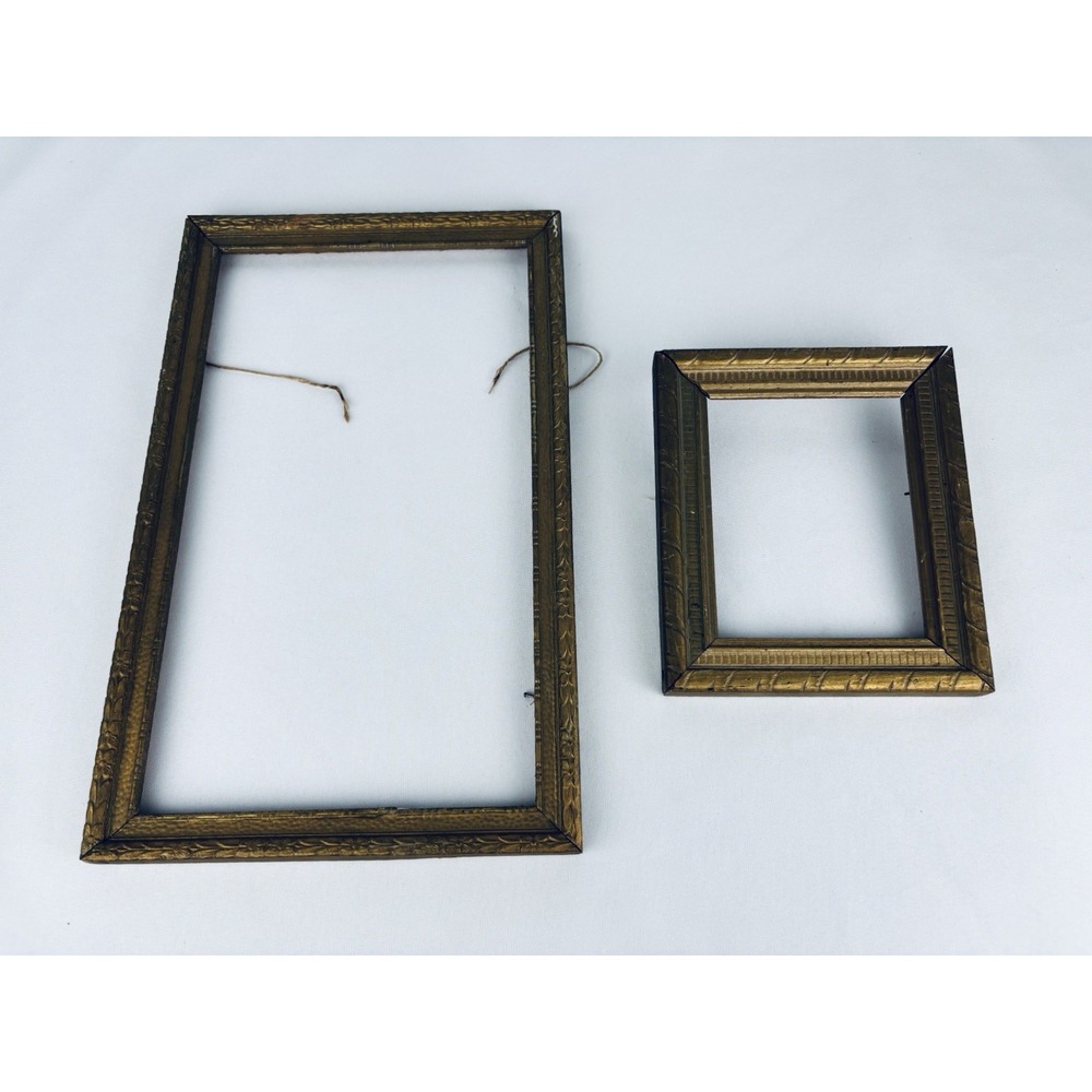 Lot of 2 Antique Wood Picture Frames Gilt Gold